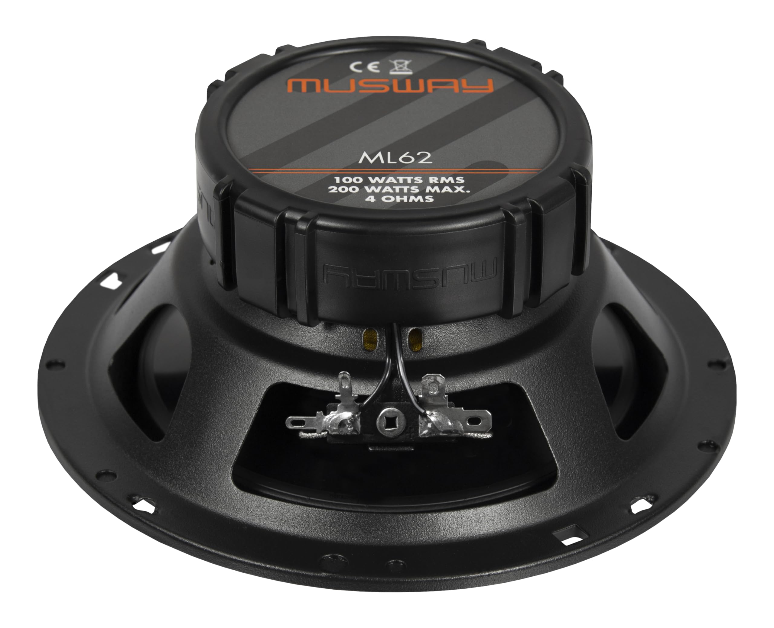 MUSWAY ML62 - Sistema coaxial de 2 vías de 16,5 cm, altavoz empotrable para coche con tweeter de tejido de 20 mm y membrana de aluminio para un sonido impresionante