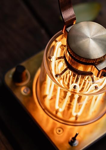 Miniatura 2 de Barebones Linterna de torre de bloque linterna LED recargable con brillo ajustable, modo de parpadeo de vela, acabado de latón y cobre, luz portátil