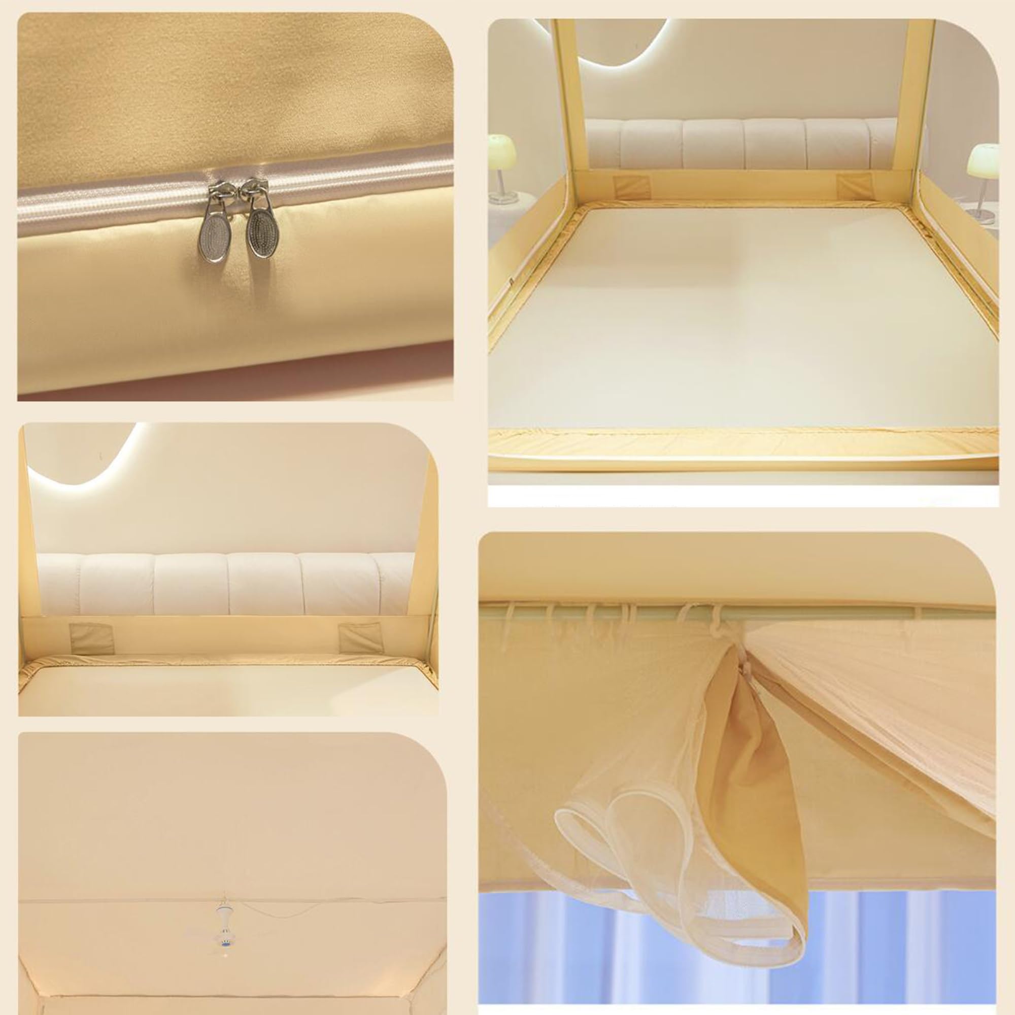 Draagbare droom bed tent luifel Twin size voor kinderen en volwassenen 80% verduisterende 3 deuren ademende stof privé slaapruimte effen grijze kleur dubbele size bed luifel