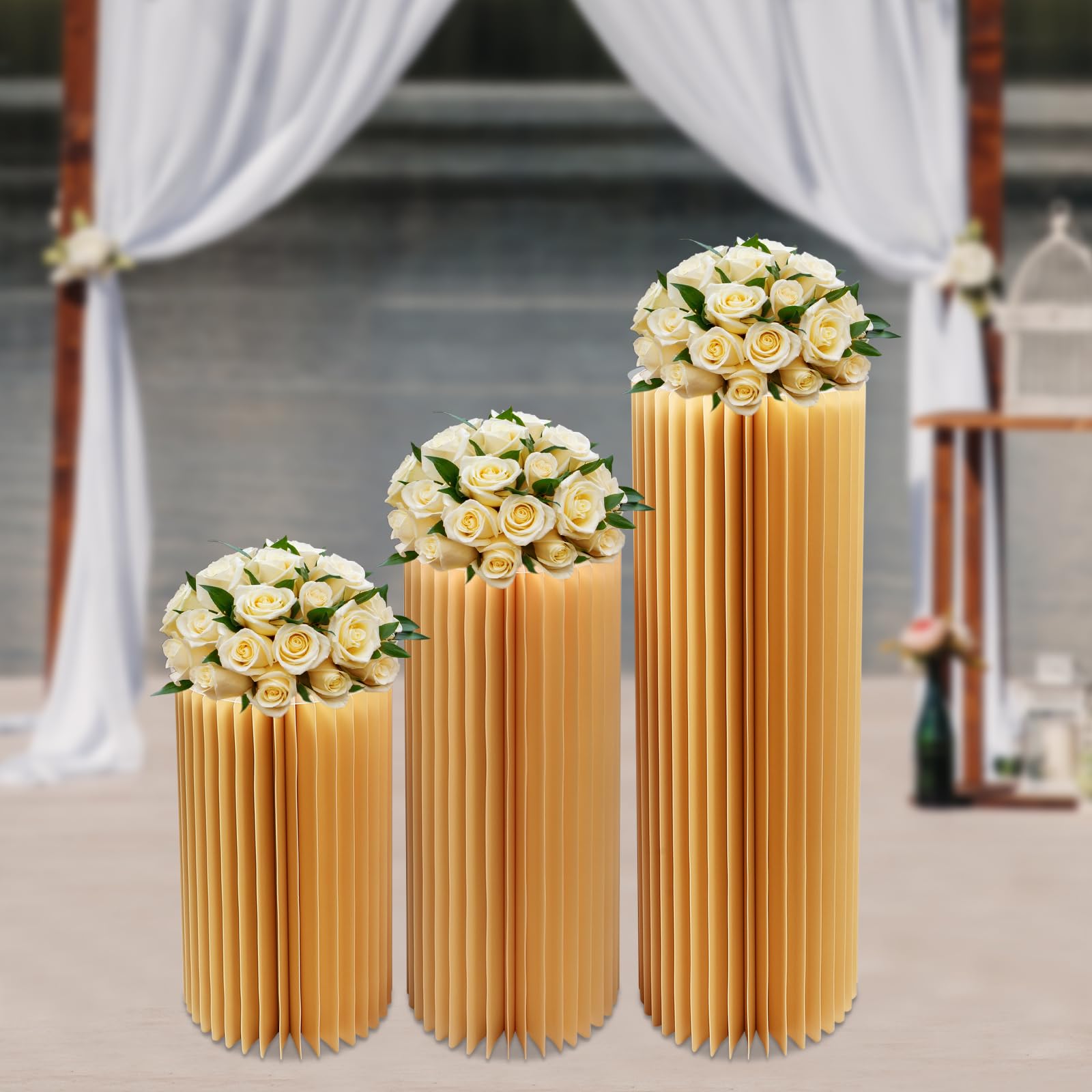 Cake Stand Plant Pedestal Set Gold Metal Cylinder Stands Set Of 4 - 33. ...
