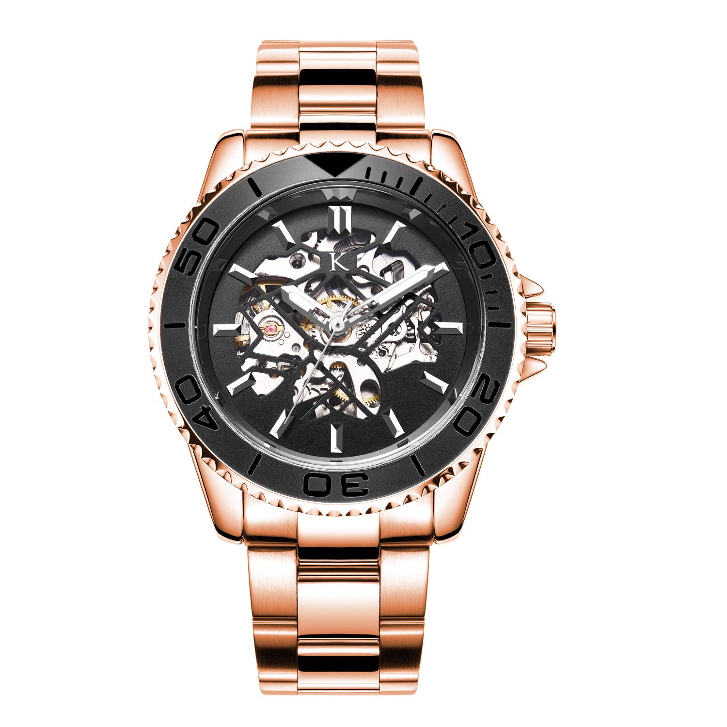 Kredo Men Forte Mechanical Automatic Skeleton Analogue Self-Winding Water Resistant Stainless Steel Watch-KW036 | Round Dial Rose Gold Strap (B08XMQGFJB) Amazon Price History, Amazon Price Tracker