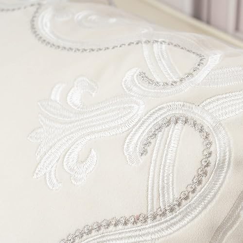 Miniatura 3 de Aeckself Funda de almohada floral europea de 16 x 16 pulgadas, funda de almohada decorativa bordada de terciopelo de lujo para sofá, dormitorio,