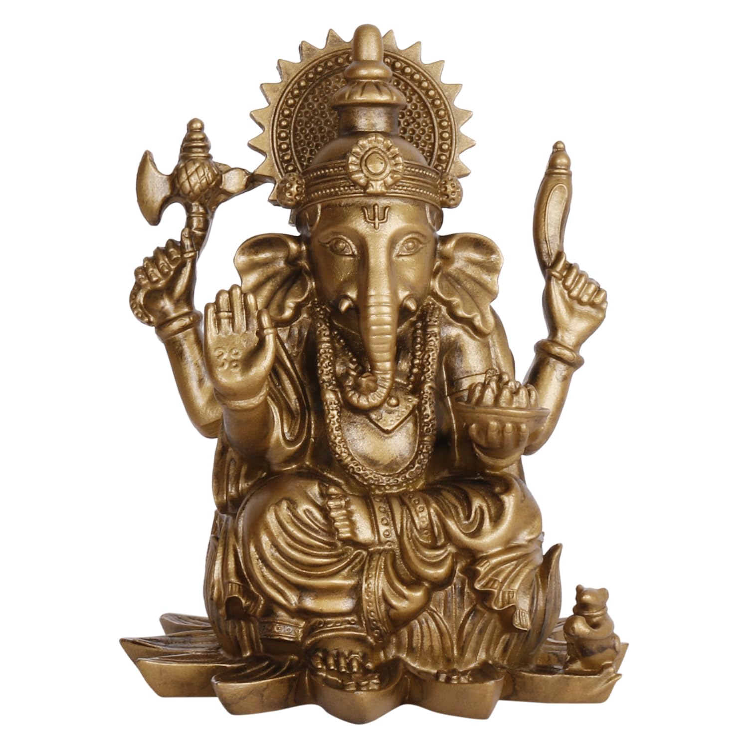 Kartique Resin Idol Ganesh Bhagwan Murti Sitting on Lotus Flower Murti for Car Dashboard Desk Multicolor Height 2.25 Inch