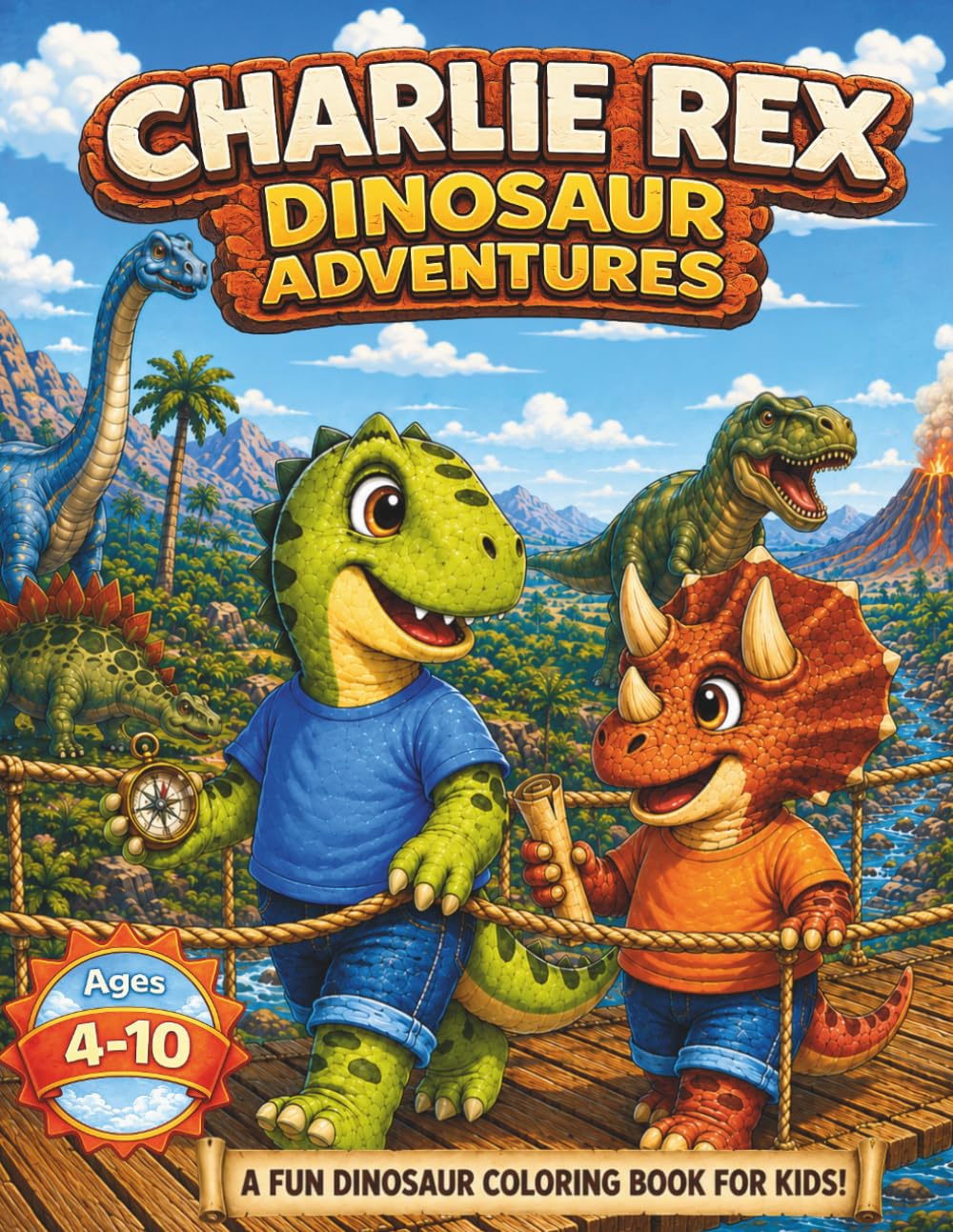 Charlie Rex Dinosaur Adventures: Dinosaur Coloring Book for Kids Ages 4-10 (Charlie Rex Coloring Books)