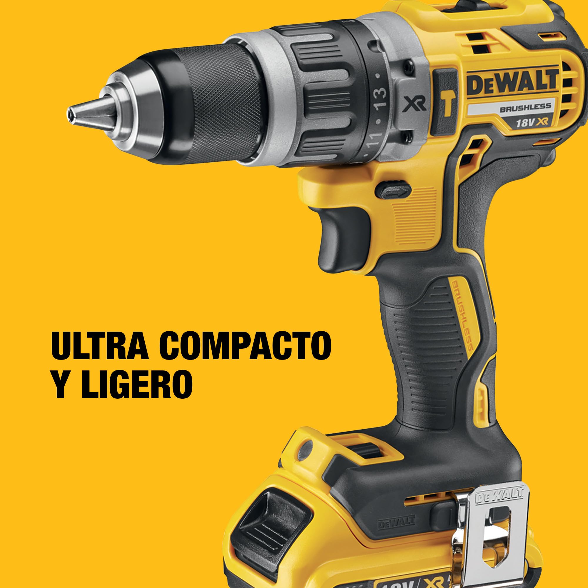 DEWALT Taladro atornillador percutor con motor Brushless XR incluye 2 Baterias de Litio 18V 2,0Ah,un cargador multivoltaje y un maletin TSTAK, DCD796D2-QW