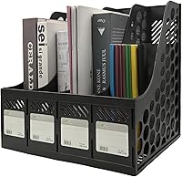 Vista 1 de Ysenchan - Organizador de escritorio y archivo de revistas de plástico, organizador de carpetas con 4 compartimentos verticales para la organización