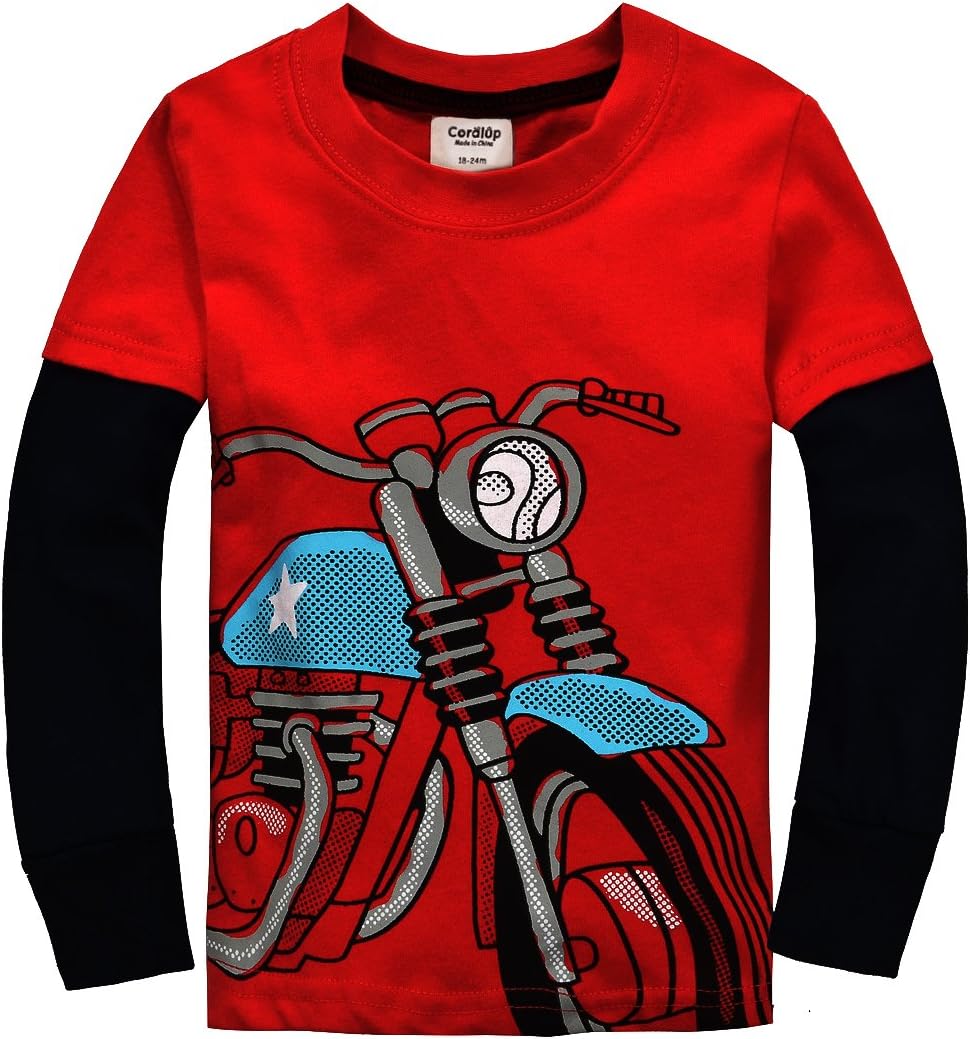 CRAZY GOTENDToddler Little Boys Girls Cotton Long Sleeve T-Shirt Motor Tops,5T