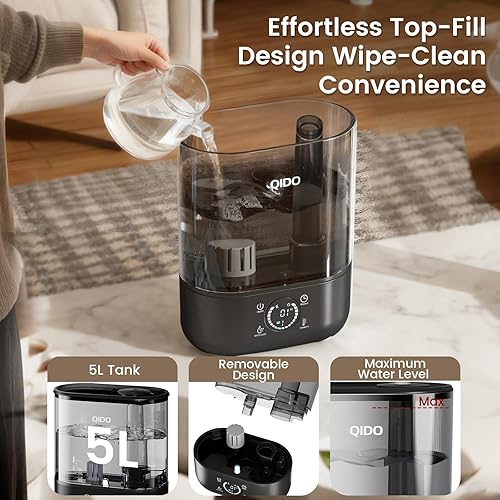 Miniatura 4 de GTPLAYER Humidificadores inteligentes para dormitorio, humidificador de llenado superior de 5 L, difusor de aceite esencial para bebés y plantas, 3