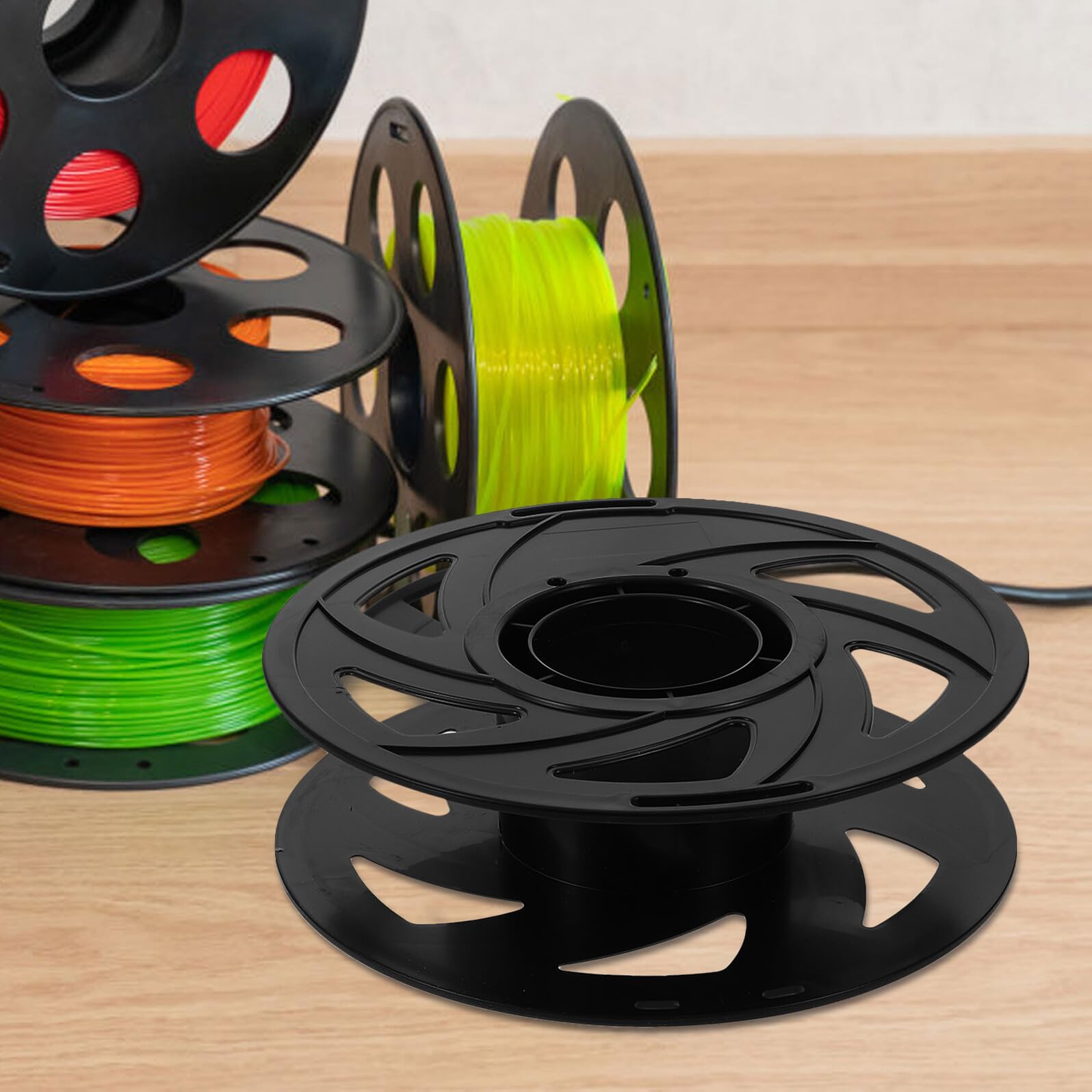 Carrete de Filamento Reutilizable para Impresora 3d de Abs Negro, Soporte de Almacenamiento Diseño de Flujo de Aire Óptimo, Paquete de 6 Unidades para Filamentos Pla y Petg