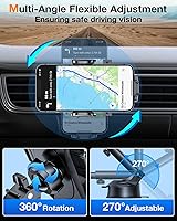 Vista 5 de HTU Soporte de teléfono celular para automóvil, [potente ventosa], soporte de teléfono de automóvil para salpicadero, parabrisas, ventilación de Gris