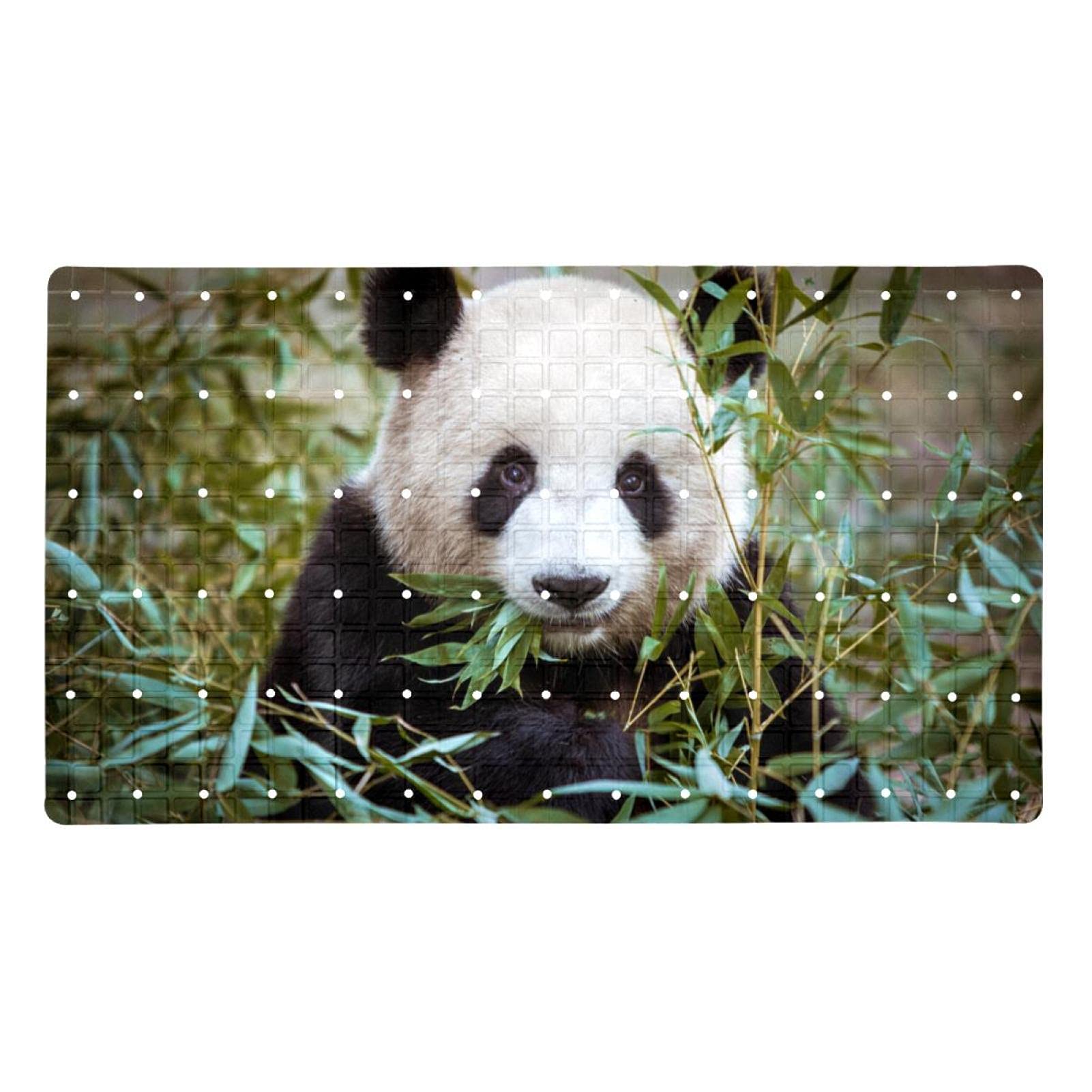 Tapis de douche antidérapant lavable en machine sans latex motif panda mignon
