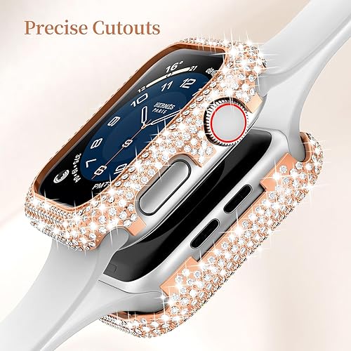 Miniatura 5 de Mosonio Funda de metal compatible con Apple Watch de 1.575 pulgadas, funda protectora de metal brillante y duradera para mujer, funda protectora