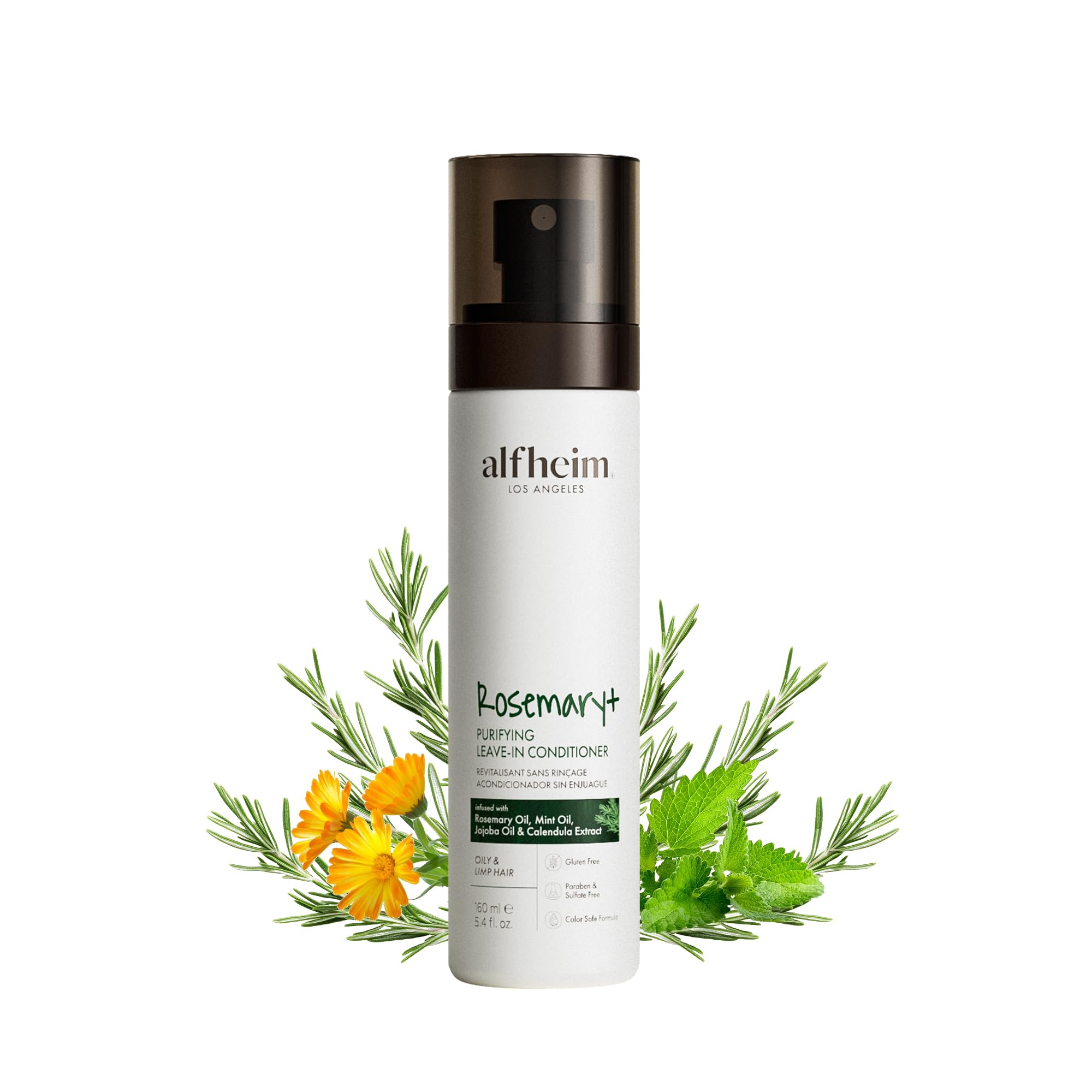 Alfheim ALFHEIM Rosemary+ Purifying Leave-In Spray Conditioning & Refreshing Spray for Oily & Fine Hair with Rosemary, Peppermint & Jojoba Oils – Mist – Lightweight, Smooths & Revives – 5.4 oz / 160 ml