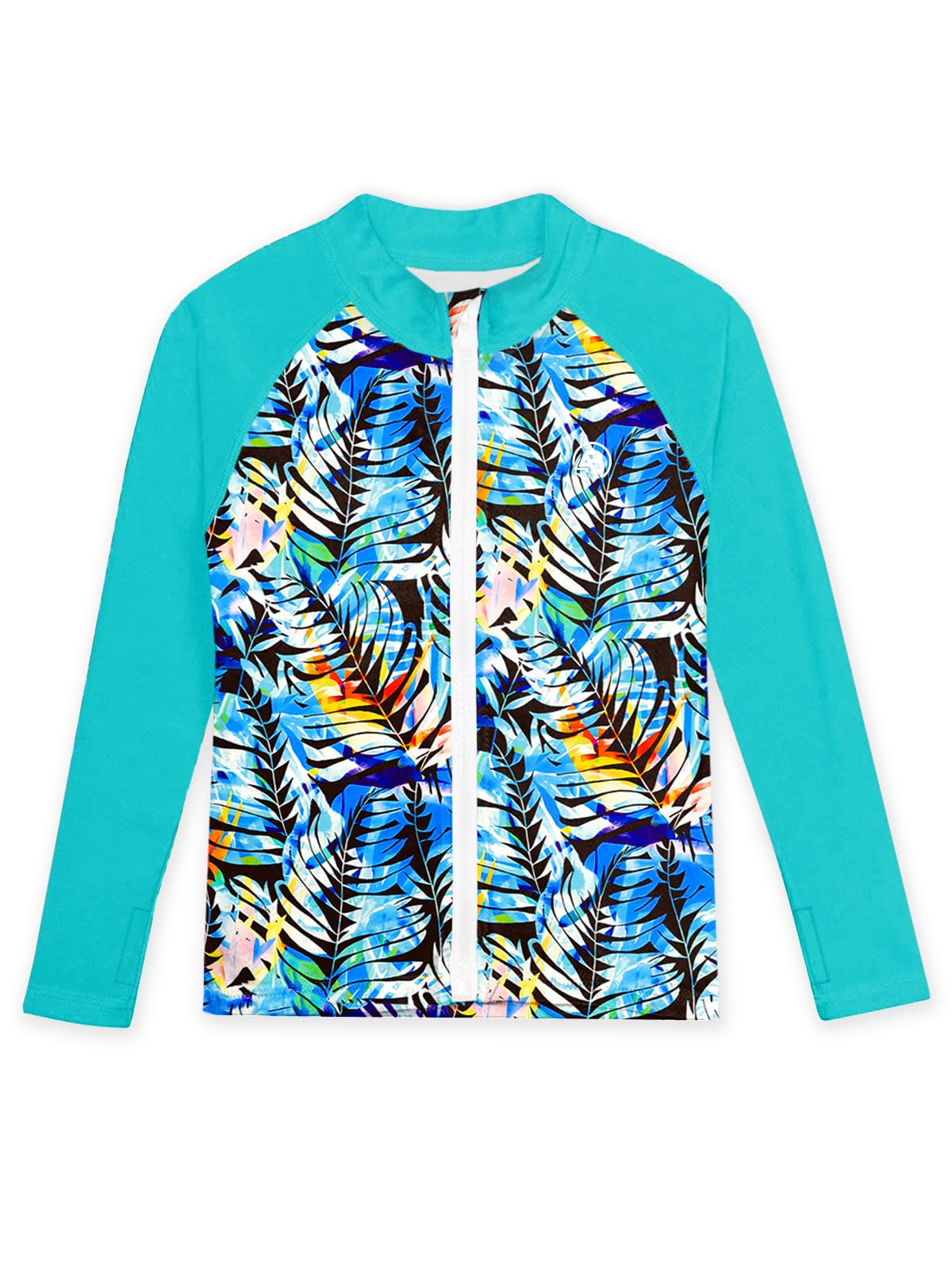 AOBUTE Unisex Kids Zipper Rash Guard Boys UPF 50+ UV Protection Sun Shirt with Thumb Hole 3-12 Years