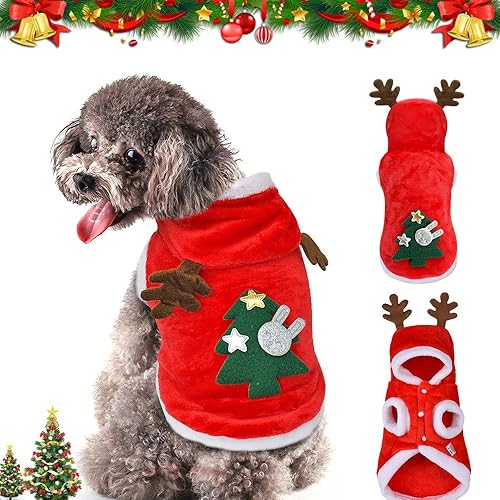 Miniatura 2 de Disfraz de Papá Noel para perro, disfraz de Navidad con capucha para mascotas, ropa para mascotas, ropa para invierno y otoño, apto para cachorros,