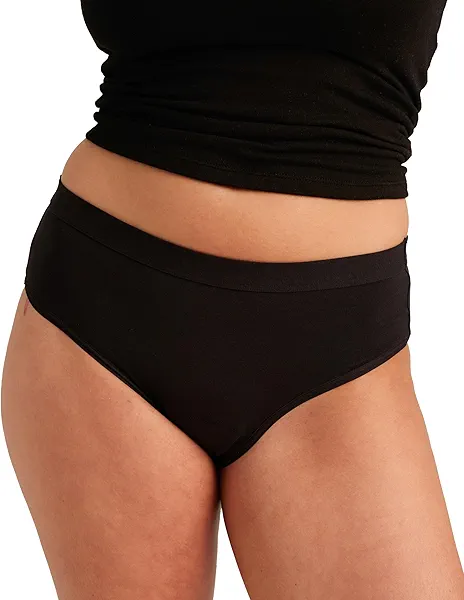 Cotton Brief Period Underwear for Women - Absorbent, Leakproof, Comfortable. Stay Dry from All Leaks. Period Panties for Menstrual Flow, Maternity, Post Partum, Light Incontinence (Black, Large)