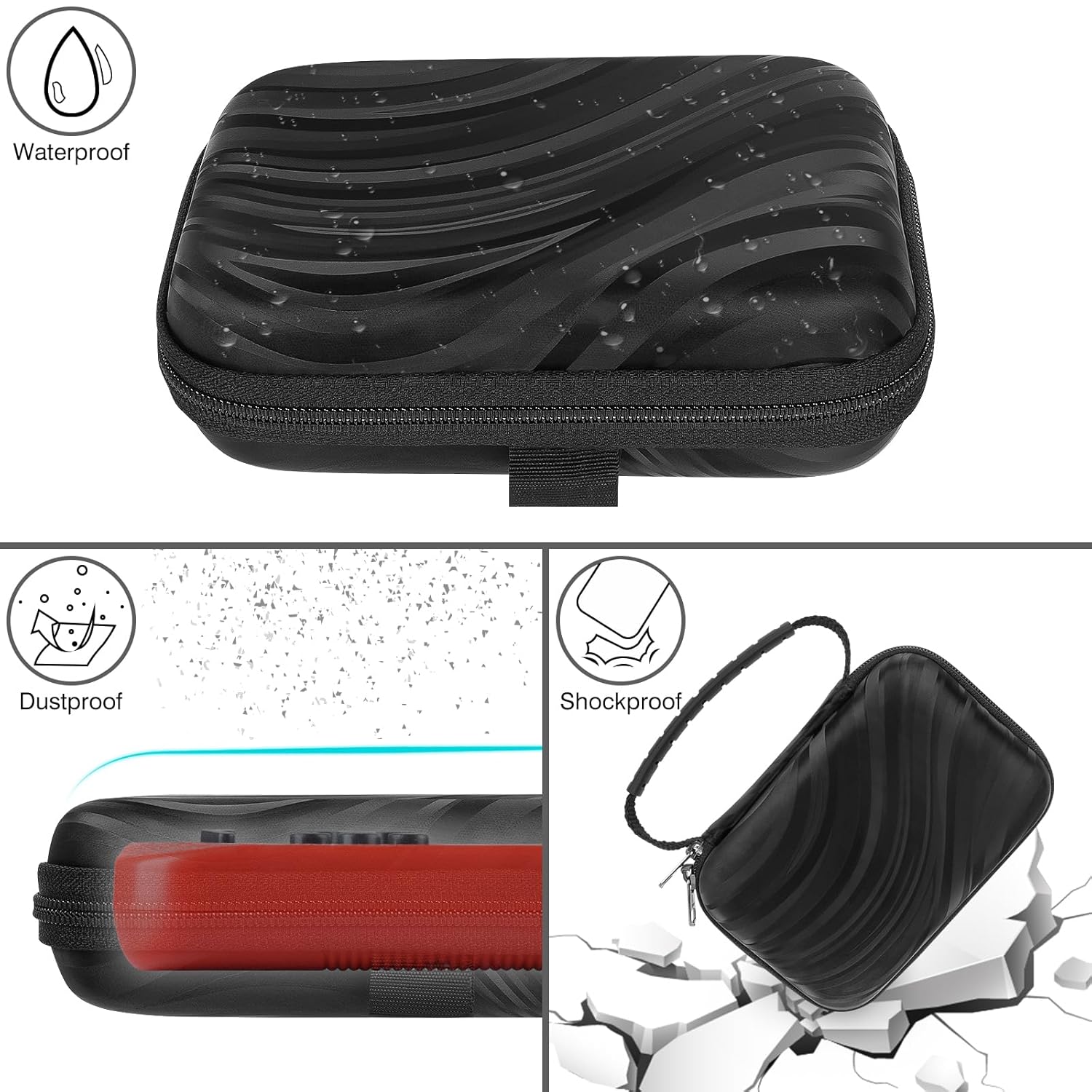 TOCCOOL Handheld Game Console Carrying Case, Protective Travel Retro Mini Game Console Box for Charging Cable, Earphones, Batteries, and Accessories (Black) - Image 3