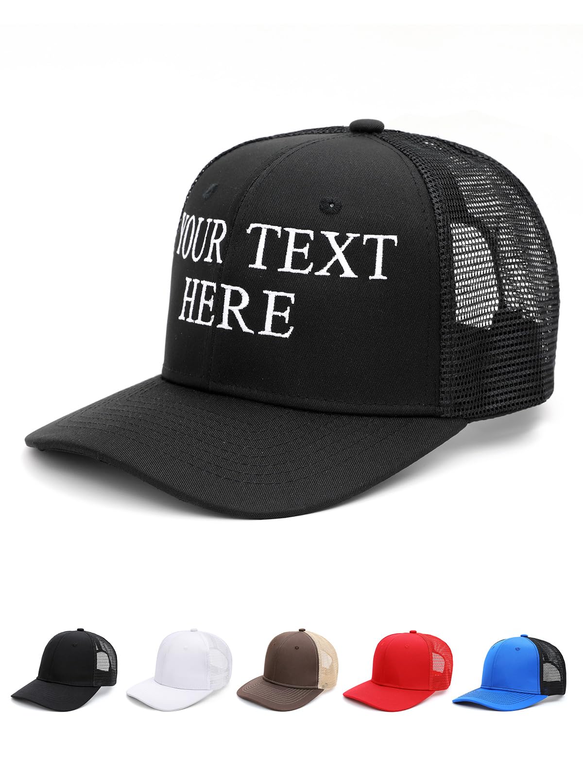 Custom4U Custom Embroidered Baseball Cap Trucker Hat Men Women Text/Logo