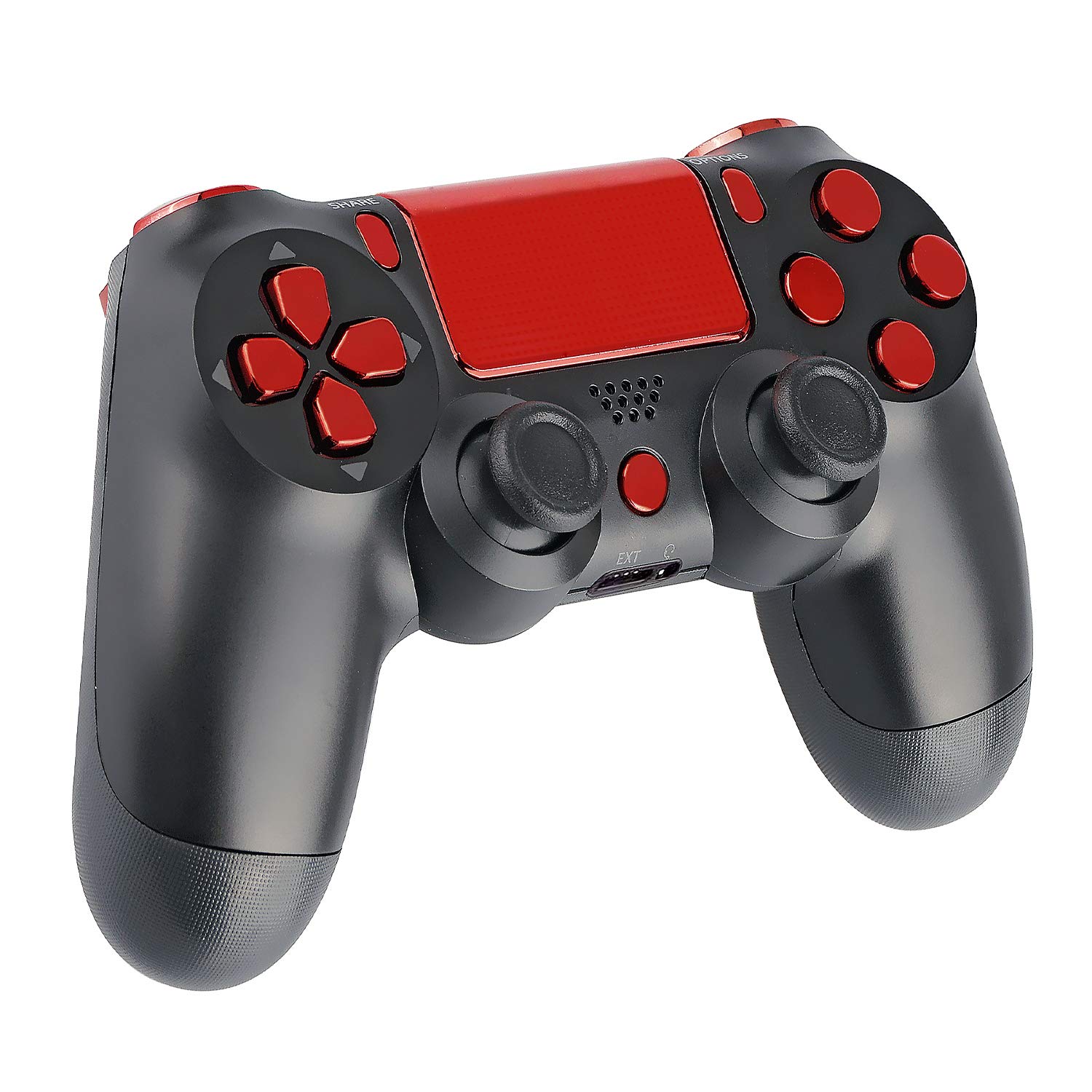 Jadebones Chrome Plating Buttons for PS4 Controller Gen 2, Action Home Share Options Buttons & D-pad & R1 L1 R2 L2 Trigger & Touchpad Full Set Buttons Repair Kits for PS4 Slim PS4 Pro Controller(Red)
