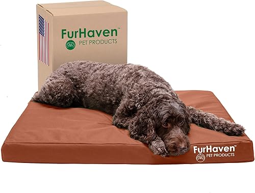 Miniatura 23 de Furhaven Cama ortopédica resistente al agua para perros grandes con funda extraíble lavable, para perros de hasta 95 libras – Colchón de lona Oxford
