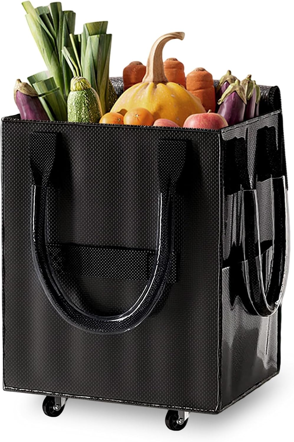 Reusable Grocery Bag on Wheel, Barrier-Free Transportation of Items, Foldable Shopping Cart with Wheels, Can Carry up to 67 Pounds, Suitable for Groceries, Laundry, Camping and Moving.