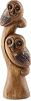 TAPEERA Whimsical Wood Owl Figurines - Cute Pair of Handcrafted Mango Wood Owl Statues for Home Decor & Owl Lover Gifts