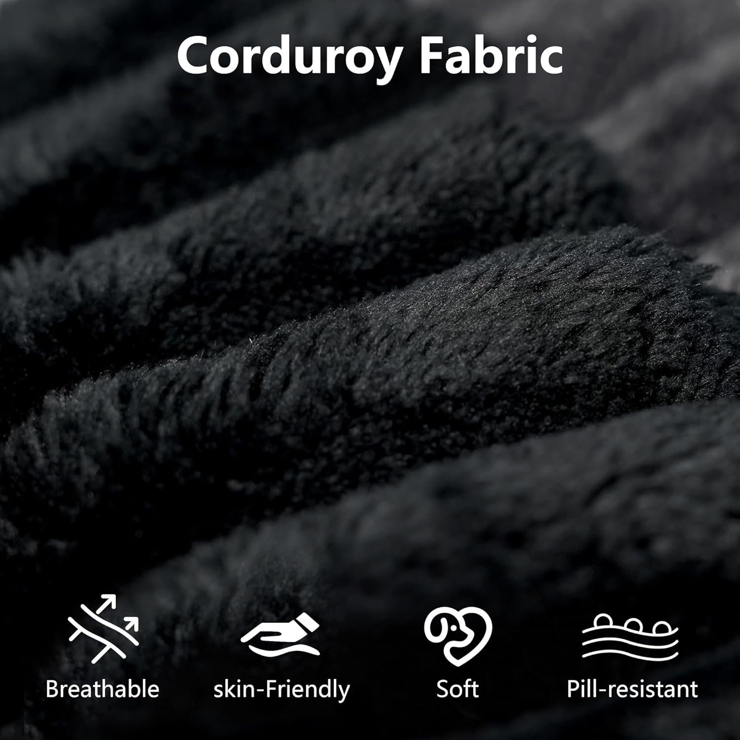 KIVENJAJA 63.04" Cloud Boneless Loveseat Sofa in a Box, Corduroy Compressed Sofa with 2 Pillows, 2 Seater Couch, Modern Comfy Boneless Couch for Living Room, Bedroom, Apartment, Black