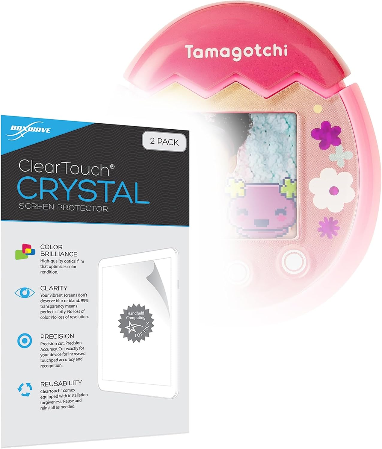 BoxWave Screen Protector Compatible With Tamagotchi Pix (1.5 in) - ClearTouch Crystal (2-Pack), HD Film Skin - Shields From Scratches