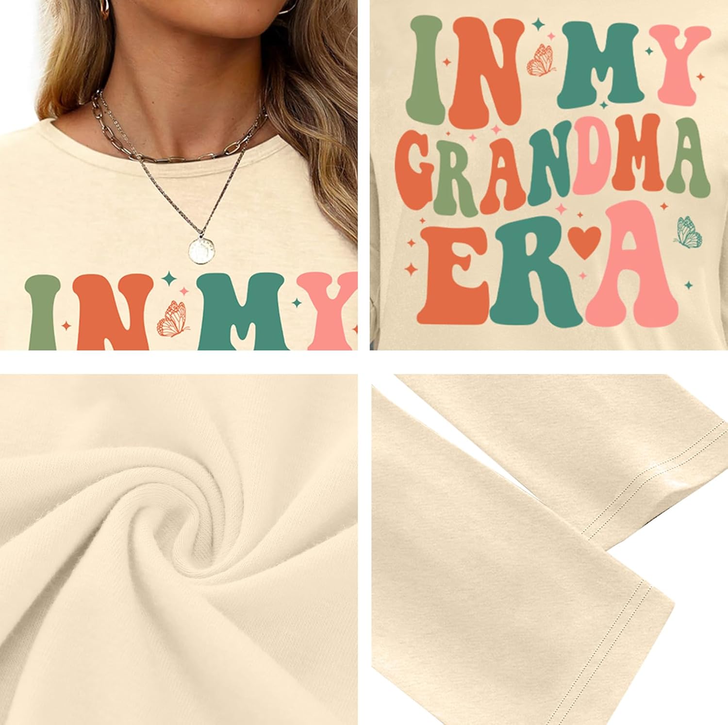 Grandma Shirts for Women: Grandmother Tshirt Mama Floral Tees Casual Long Sleeve Tops - Image 2