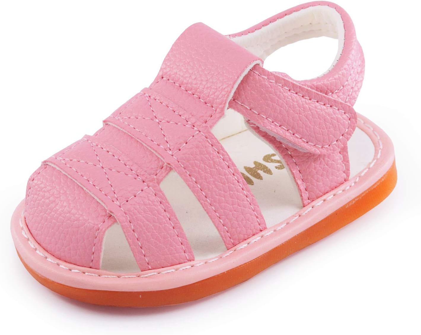 Baby Boy Girl Summer Infant Squeaky Sandals Premium Rubber Sole Closed-Toe Non-Slip Shoes Toddler First Walkers