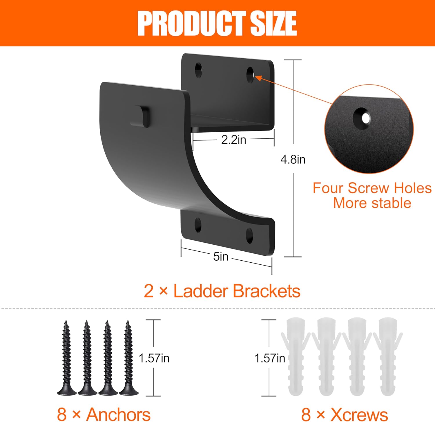 TRUSOON Ladder Hooks, 2 Pack Ladder Hangers for Garage Wall Wheelbarrow Hanger for Home Storage