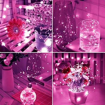 Cshare Pink Fairy Lights For Bedroom, String Lights Battery Operated 9