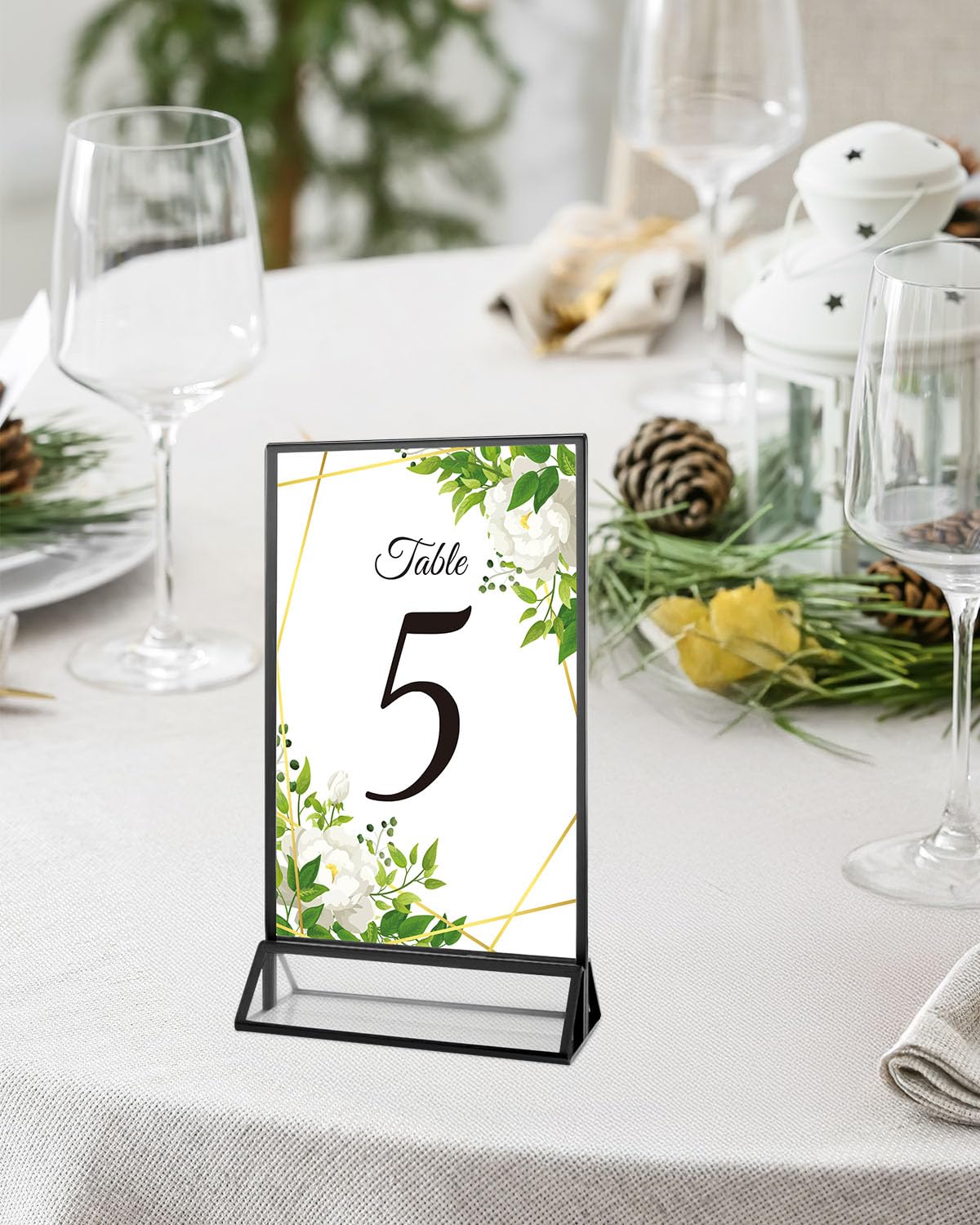 Paquete de 8 soportes acrílicos de 5 x 7 pulgadas, soporte vertical transparente de doble cara, soporte para folleto de menú para números de mesa de boda, letreros de restaurante, fotos de