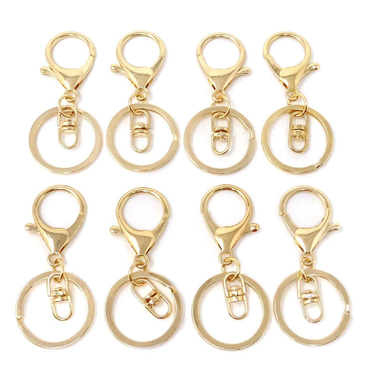 TERRIFI 20pcs Zinc Alloy KC Gold Lobster Claw Clasp Keychain, Key Ring Loop Key Holders with Flat Split Ring