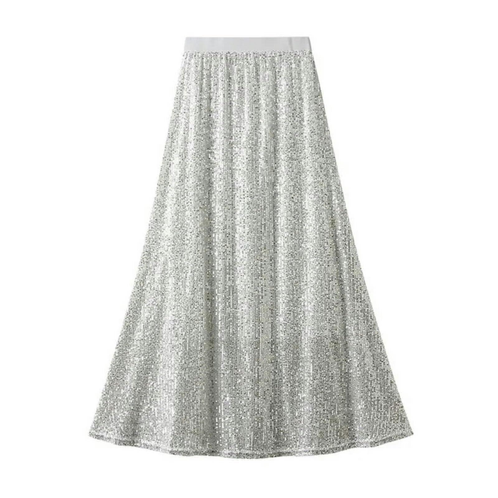 Gonna Lunga Donna Paillette Paillette Midi Jupe De La Taille Féminine Évasée De La Jupe Longue Laide Anne