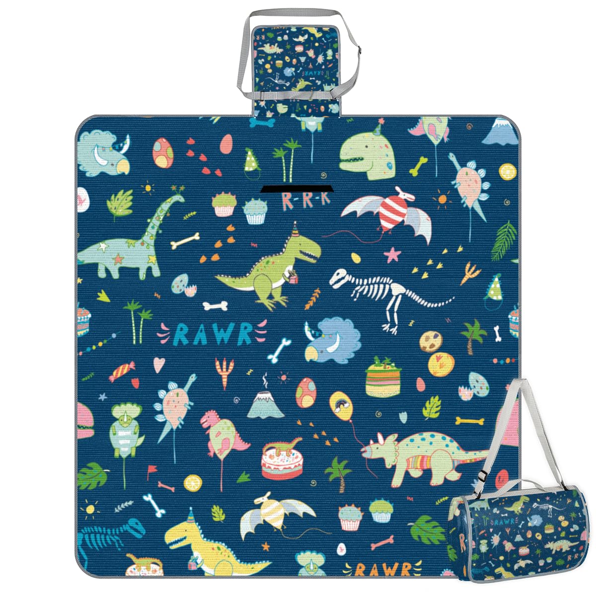 Shimoshe Picnic Blankets 57”x 59”, Animal Dinosau Waterproof Sandproof Picnic Mat Lightweight Foldable Beach Blanket for Camping Park Grass Beach Outdoor Blanket