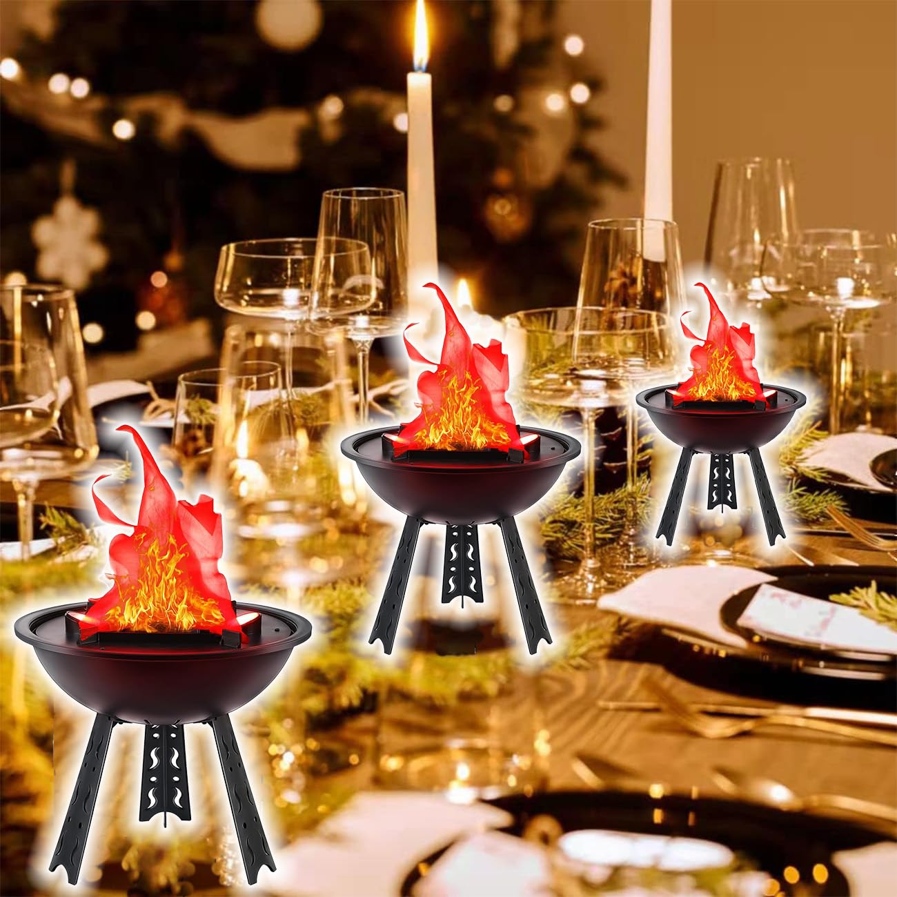 3D LED Fake Fire Lamp - 110V Electric Artificial Campfire Table Lamp