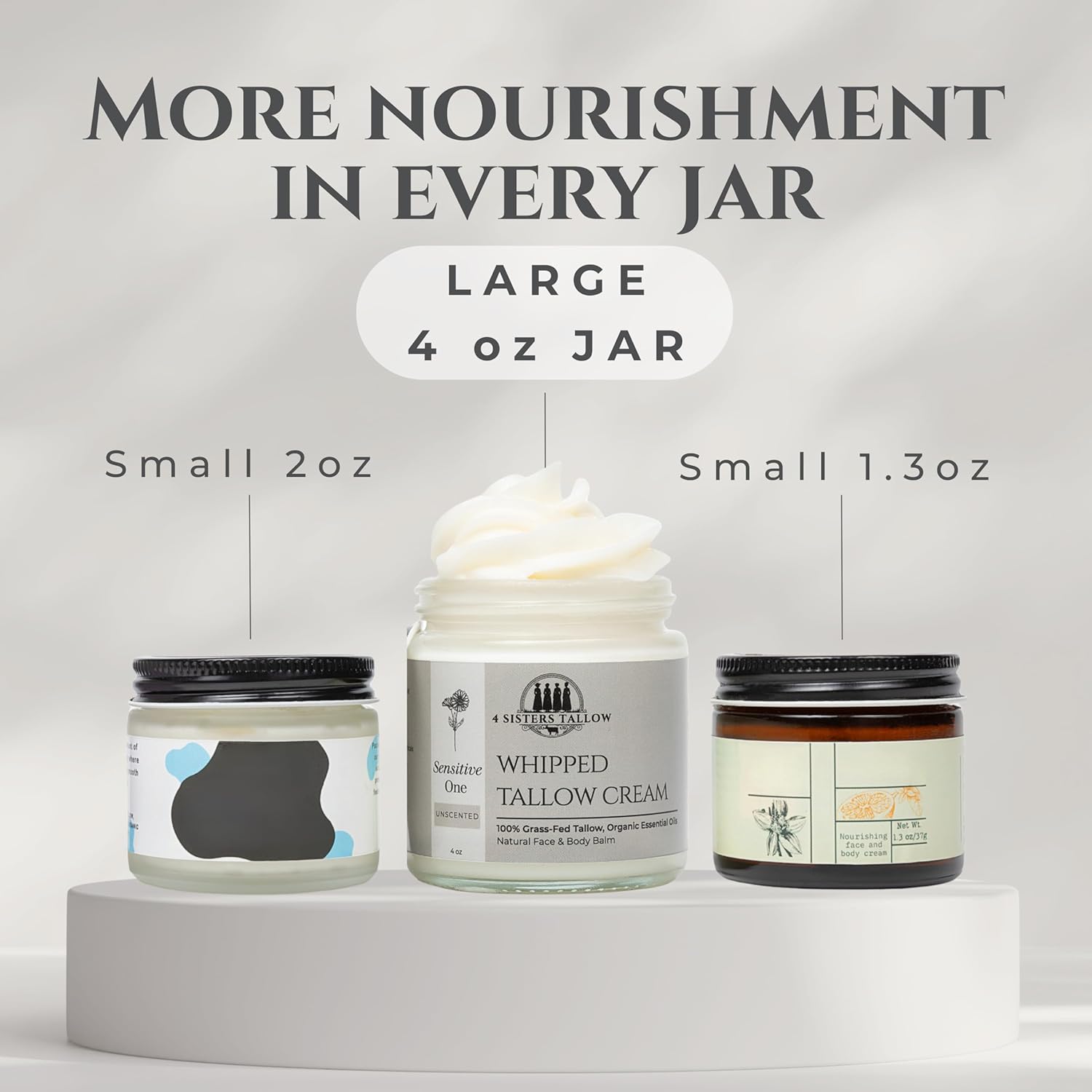 100% Grass Fed Beef Tallow For Face & Skin - All Natural Tallow Face Cream - Whipped Moisturizer Lotion - Made in USA - 100% Organic Essential Oils - Lrg 4 Fl Oz - For Sensitive Skin - (Unscented) - Image 5