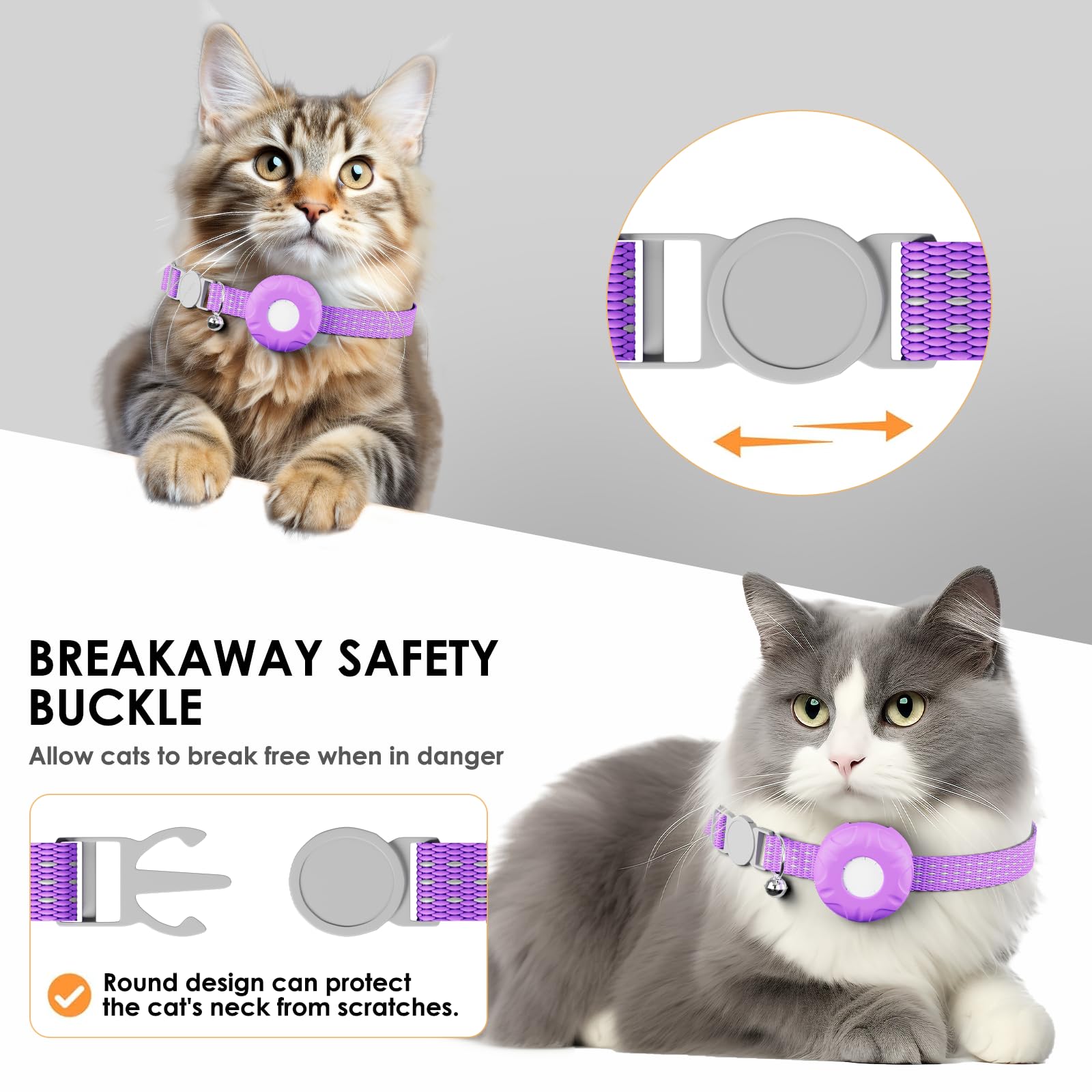 Rastreador de gatos, rastreador de mascotas impermeable para gatos, collar de rastreador GPS para gatos con hebilla elástica de seguridad, funciona con cualquier collar, rastreador GPS compatible con