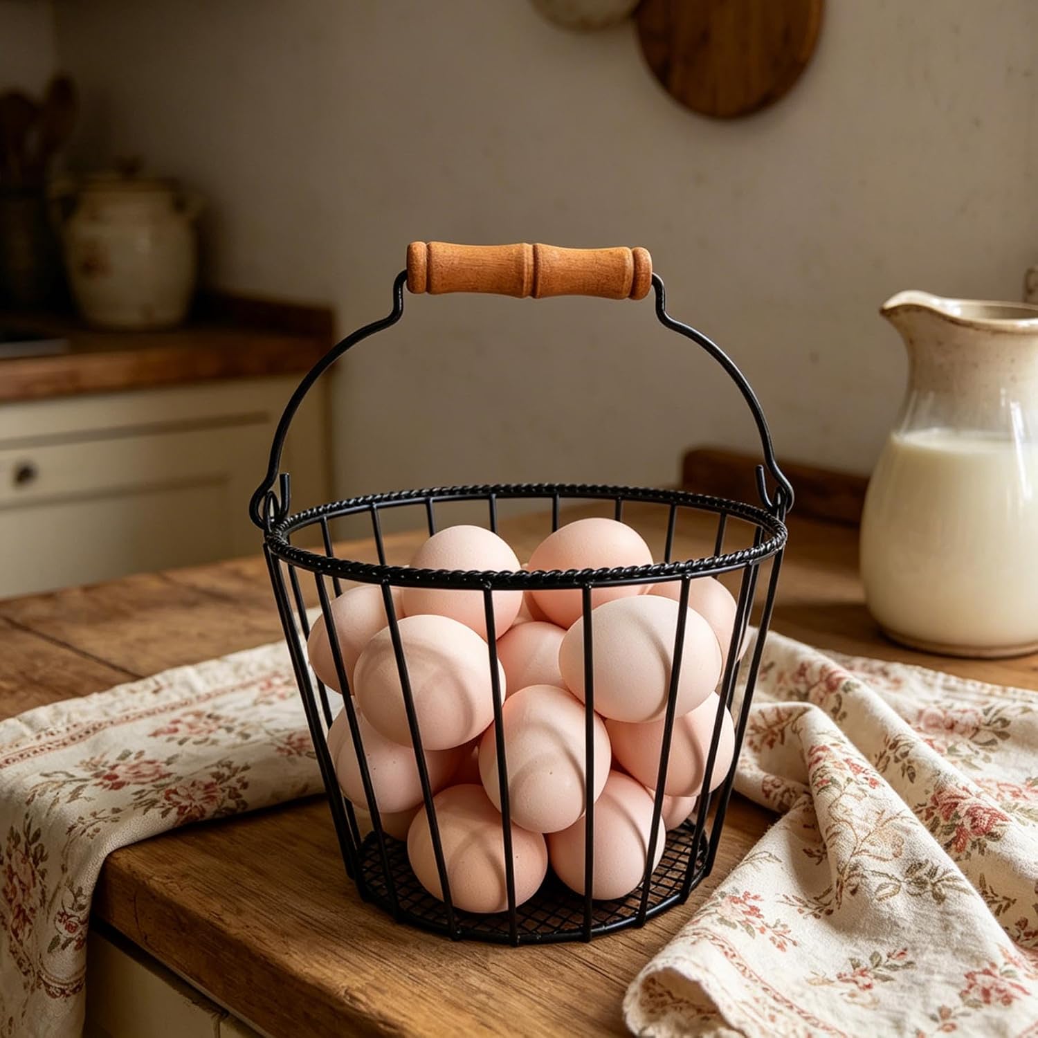 Wire Egg Basket for Gathering Fresh Eggs, Egg Collecting Basket