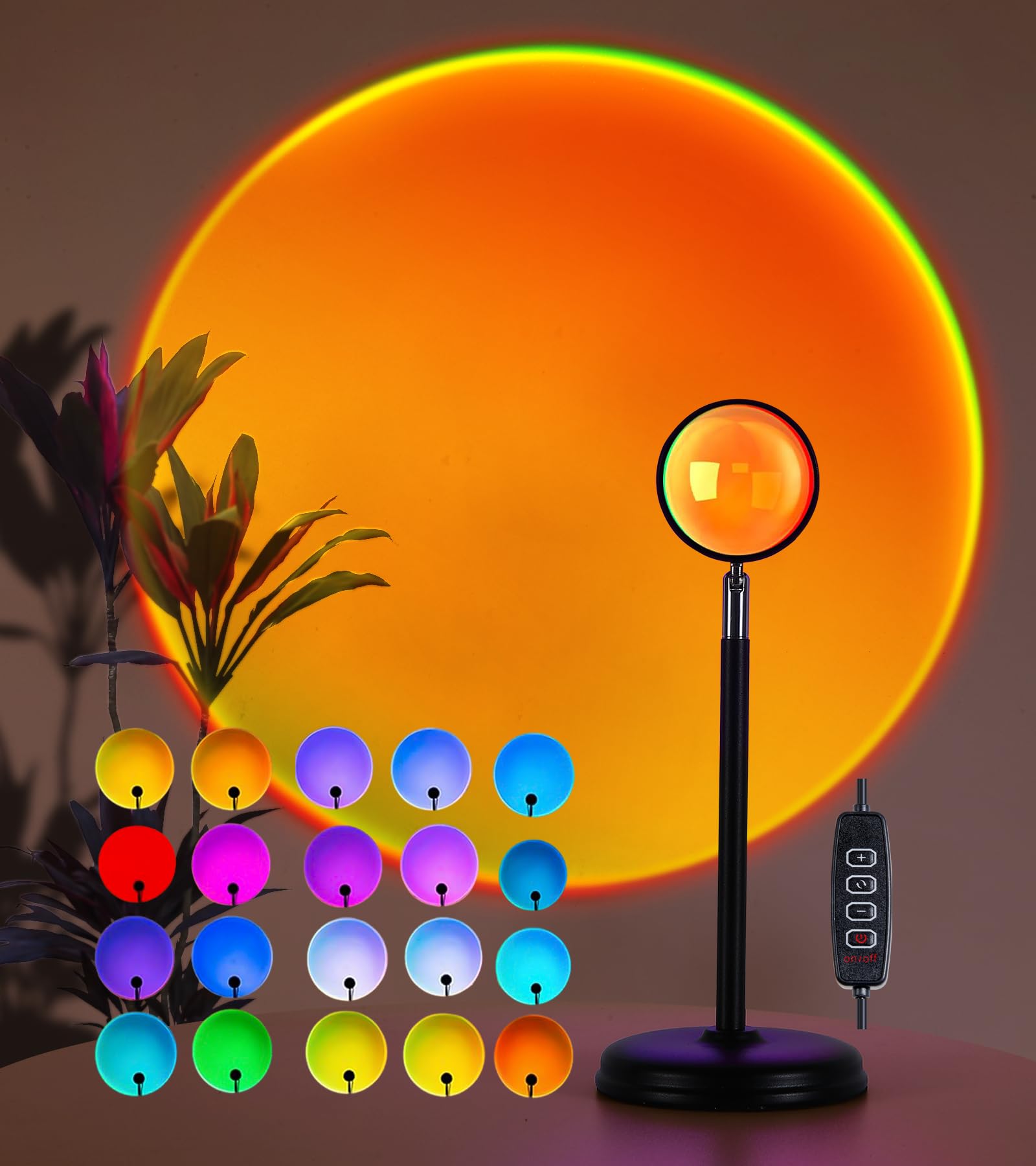 AIHYING Proyector de lámpara de puesta de sol, luz nocturna multicolor cambiante, rotación de 360 grados, lámpara solar LED arcoíris para fondos de fotografía, fiesta, TikTop Live, regalos de Navidad