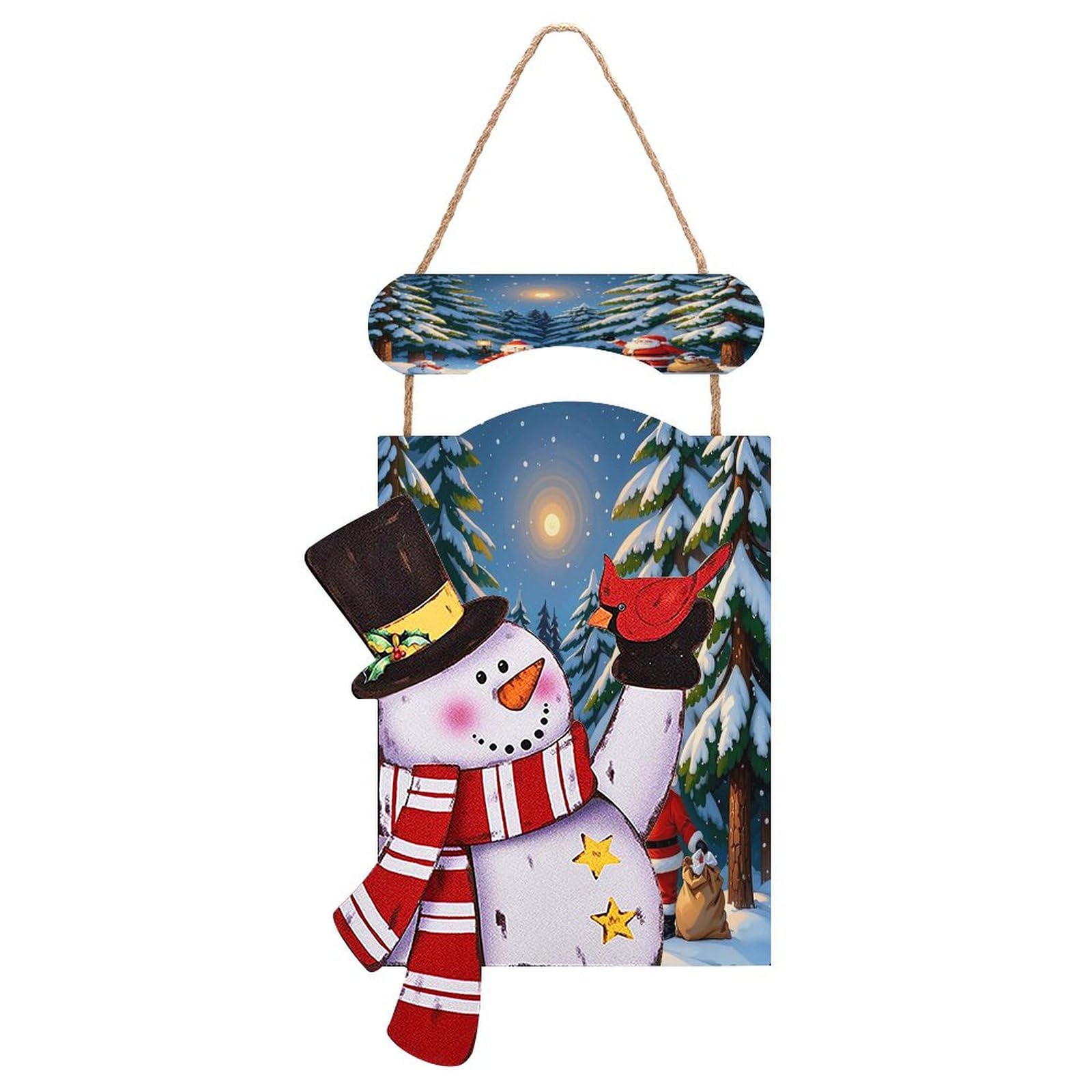 Cadeau de neige panneau en bois bonhomme de neige pour vos proches