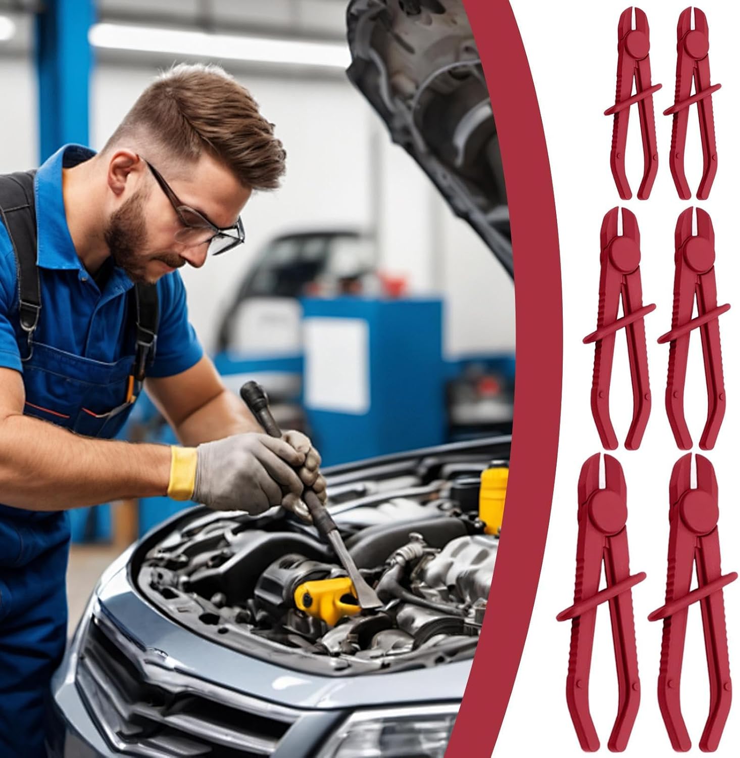 Hose Pinch Off Pliers,6 Piece Hose Clamping Tool | Radiator Line Plier | for Plumbers Mechanics Homeowners Handymen Technicians Drivers Sedans RVs SUVs