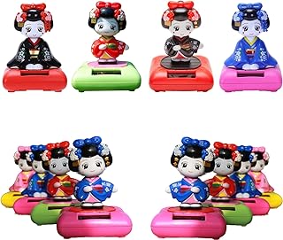 Set of 4 Large Size Kimono Maiko Geisha Solar Dancing Follwer Toys for Car Decoration Window Car Dashboard Decor Swing Dancing Flower