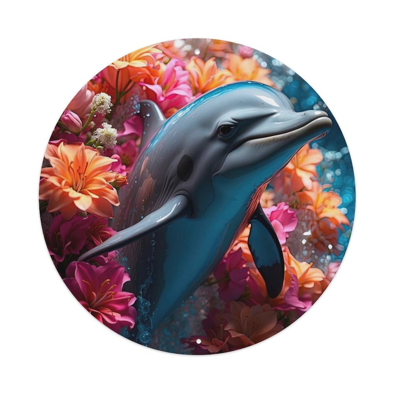 Marine Animal Flower Dolphin Dream Metal Tin Sign