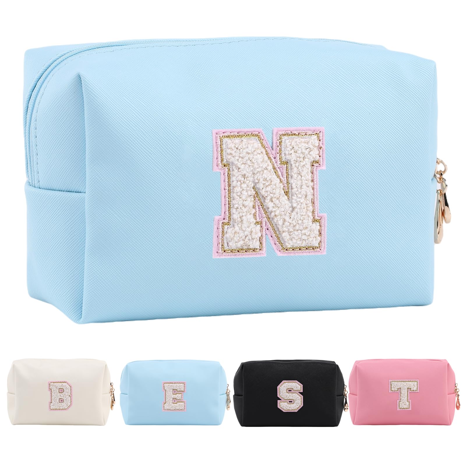 Personalized Makeup Bag,Waterproof Travel Makeup Pouch Cosmetic Bag Birthday Gift for Women Mom，Bride Bridesmaid Cosmetic Bag A-Z — view 141