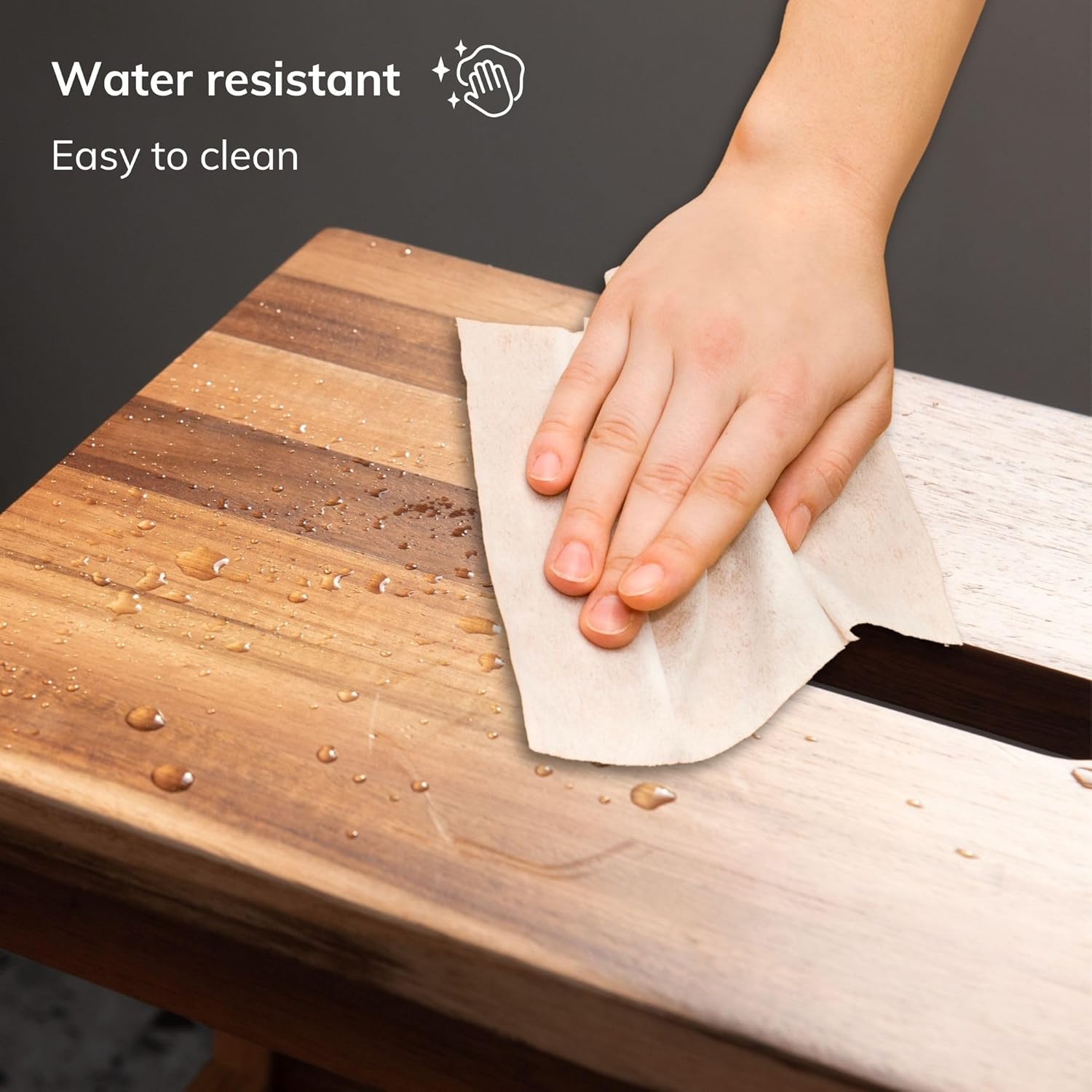 2-Step Wooden Stool, Solid Acacia Wood Step Stool for Adults and Kids, 350 lbs Capacity with Anti-Slip Wider for Bedside, Kitchen Step Helper, Bathroom Bedroom Nightstand