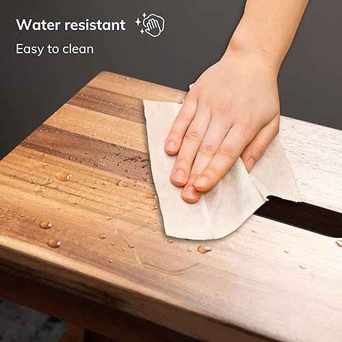 Miniatura 6 de Dolonm Taburete de madera de acacia de dos escalones, tamaño pequeño, rectangular, taburete de 250 libras de madera para adultos y niños, taburetes