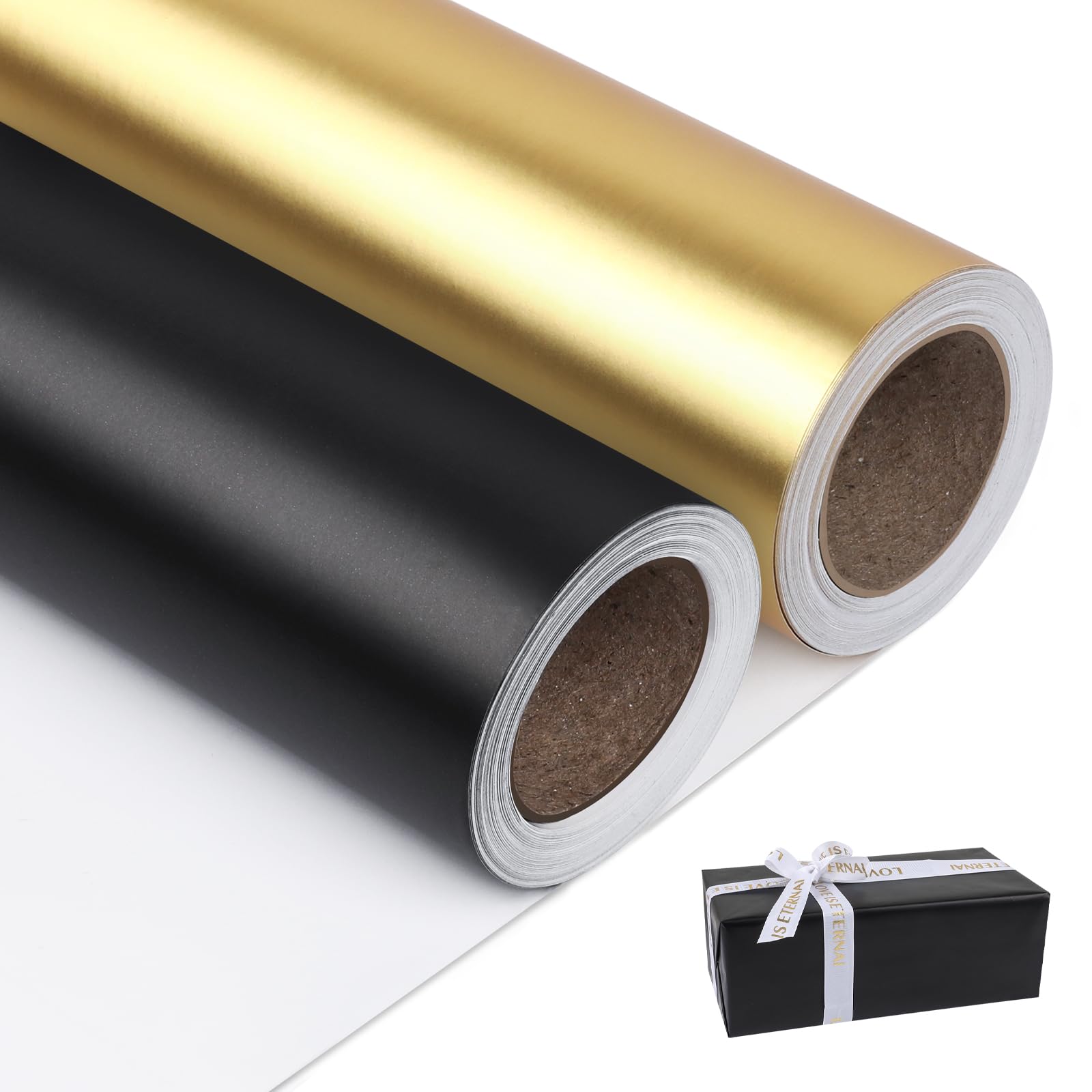 NESCCI Matte Metal Wrapping Paper, Solid Color Paper-2 Roll,17 Inches X 32.8 Feet Per Roll,Gift Wrapping Paper,Perfect for Wedding,Valentine's Day,