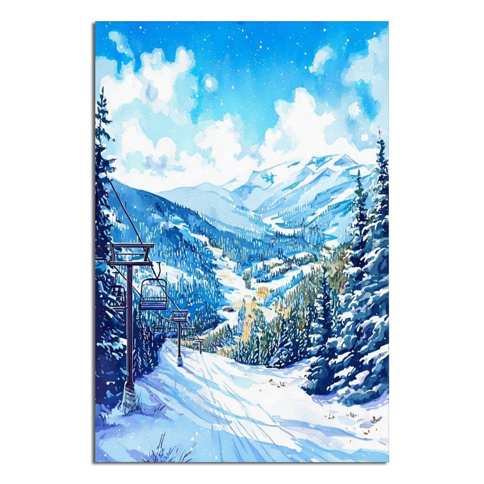 Whistler Ski Posters 20x30inch(50x75cm) Vintage Watercolor Canvas Art
